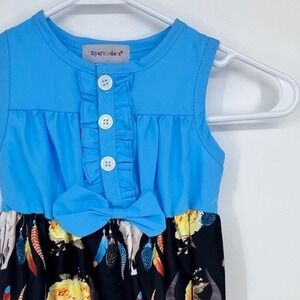 Sparkledots Dress Girls 18/24M Blue Black Western‎ Steer Skull Floral Bow Ruffle